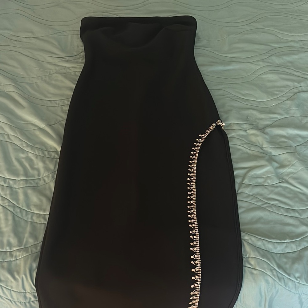 Black strapless maxi dress